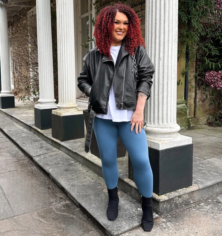 Fashion Concept Long Squat Proof Leggings - Denim (V2)