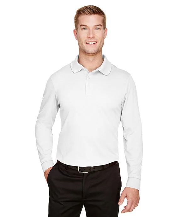 Exquisite Embroidery DG20LT - Devon & Jones CrownLux Performance® Tall Plaited Long Sleeve Polo Shirt | White