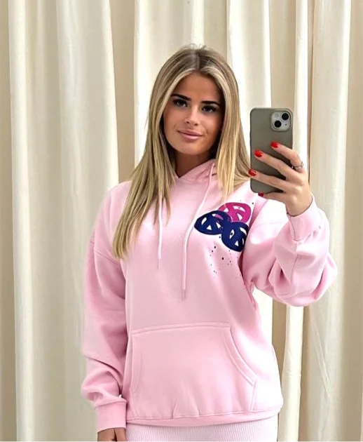 Elegant And Charming Peace & Love Graffiti Hoodie Pink