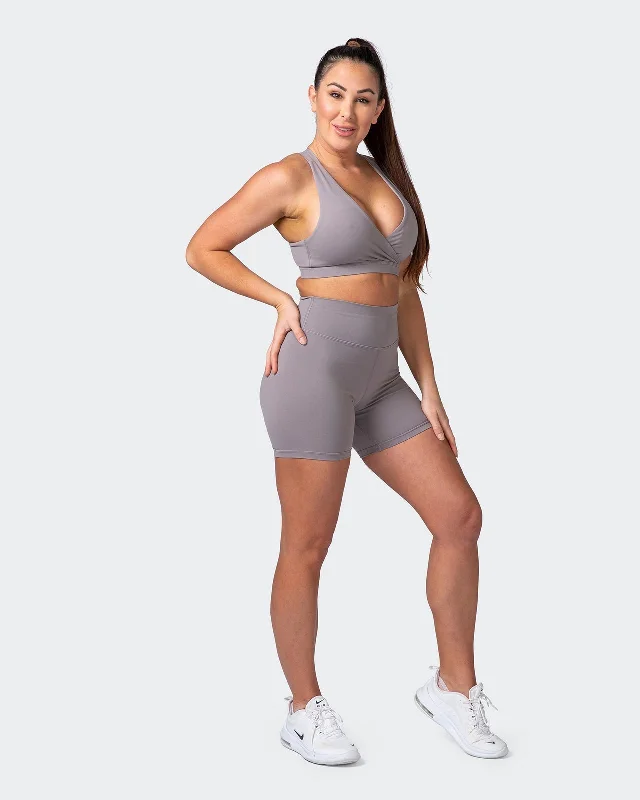 Hip-hop Style Signature Scrunch Bike Shorts-Smoke