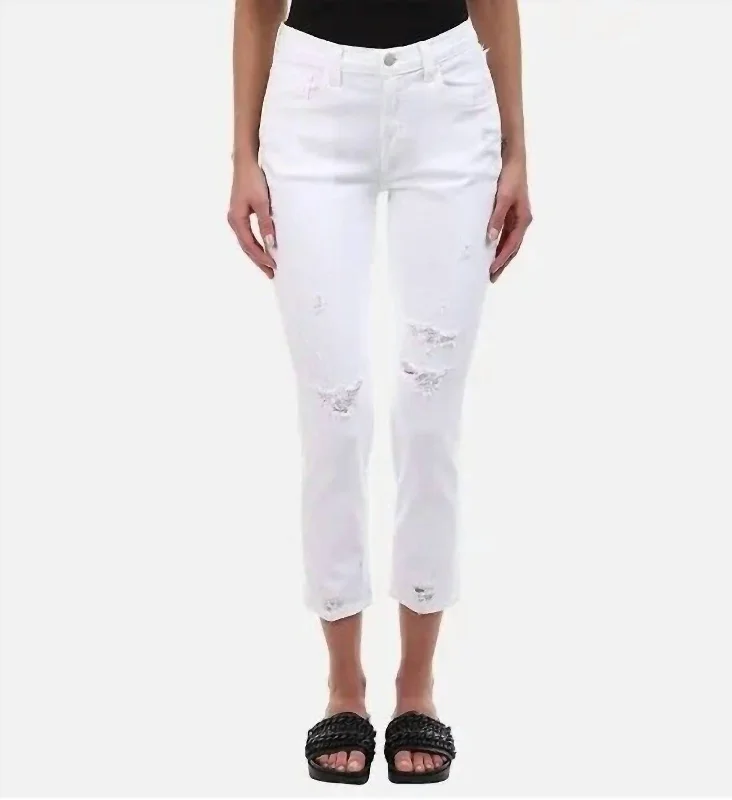 Artistic Temperament Sadey Classic Mid Rise Stretch Denim Skinny Jeans In White