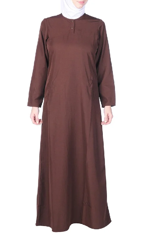 Casual Style Casual Everyday Comfortable Amatullah Abaya Dress-Brown
