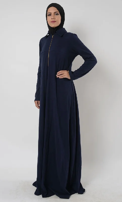 Modernism Polo shirt style straight fit basic abaya dress