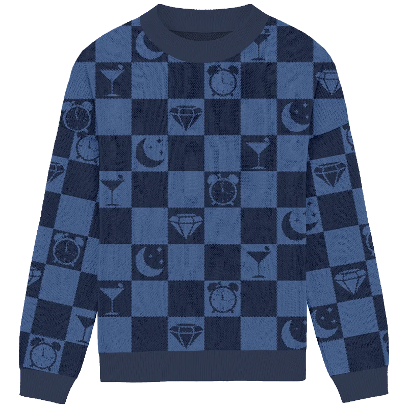 Perfect Tailoring Midnights Checkered Knit Crewneck