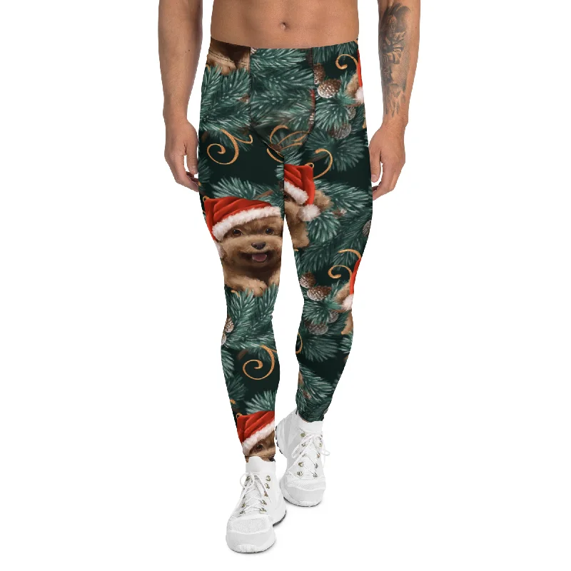 Sports Comfort Style Santa Puppy Men's Leggings