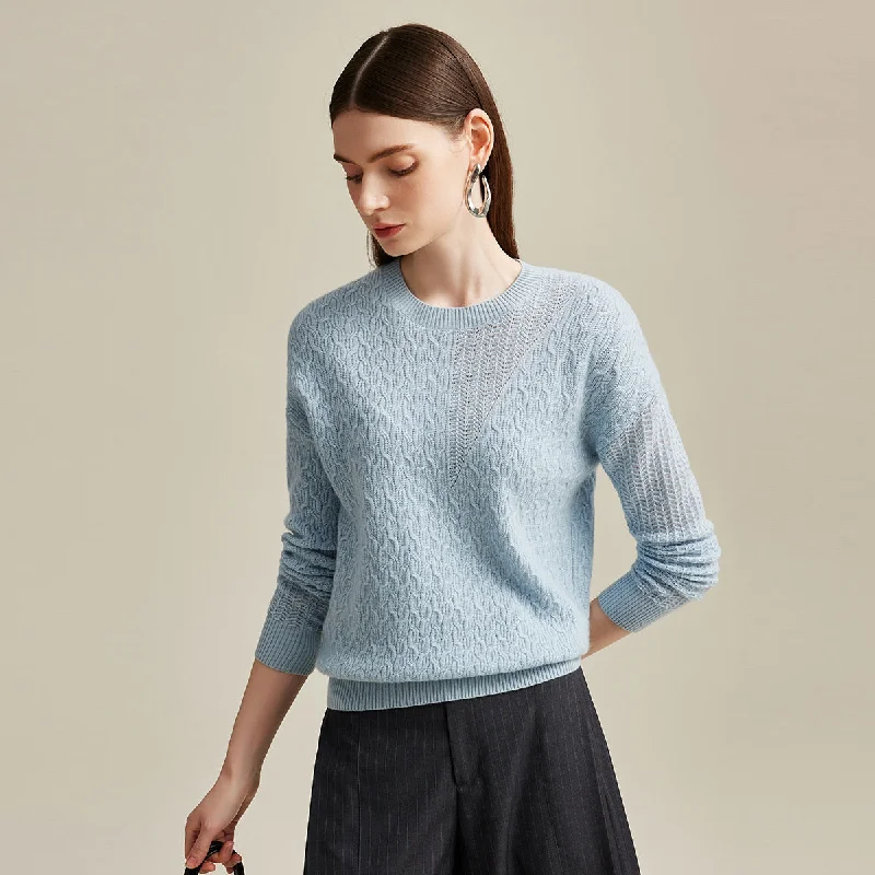 Classic Color 100% Cashmere Luxurious Cable Knit Sweater