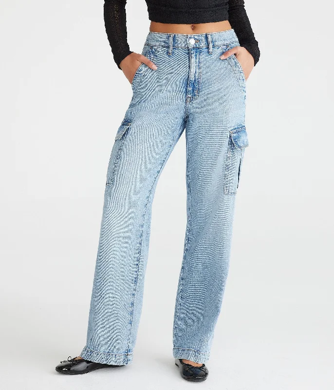 Free and comfortable Aeropostale High-Rise Wide Leg Cargo Jean
