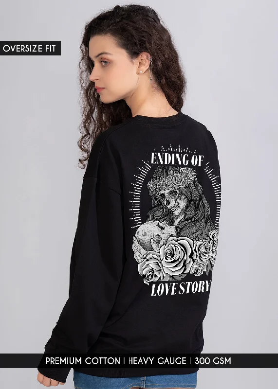 Romantic Temperament Ending Of Love Printed Oversized Sweatshirts Womens |Pronk