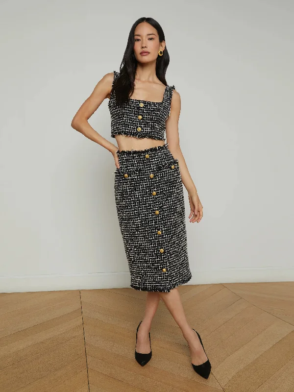 Warm and substantial 3436FCTbe L'AGENCE Tai Snap Front Midi Skirt