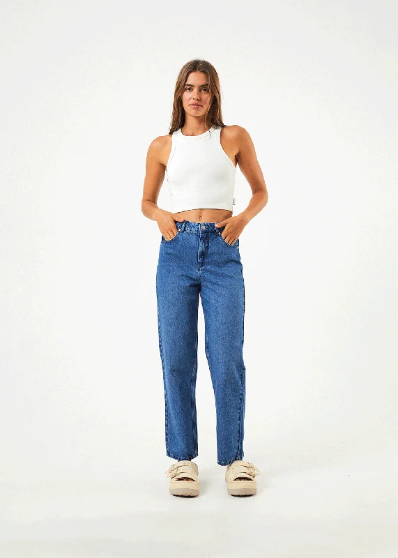 Soft Looks AFENDS Womens Shelby - Denim Wide Leg Jeans Long - Authentic Blue