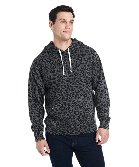 High-end Wear JA8871 - J America Adult Triblend Pullover Fleece Hooded Sweatshirt | Black Leopard Triblend