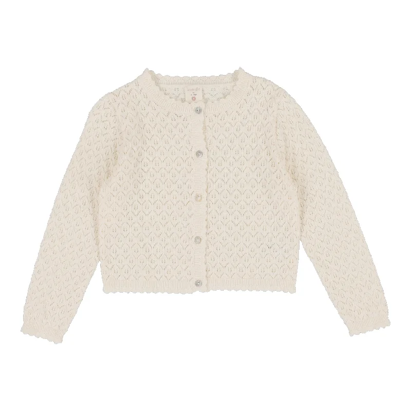 Unique Design ANALOGIE CREAM TEXTURED KNIT SCALLOP CARDIGAN