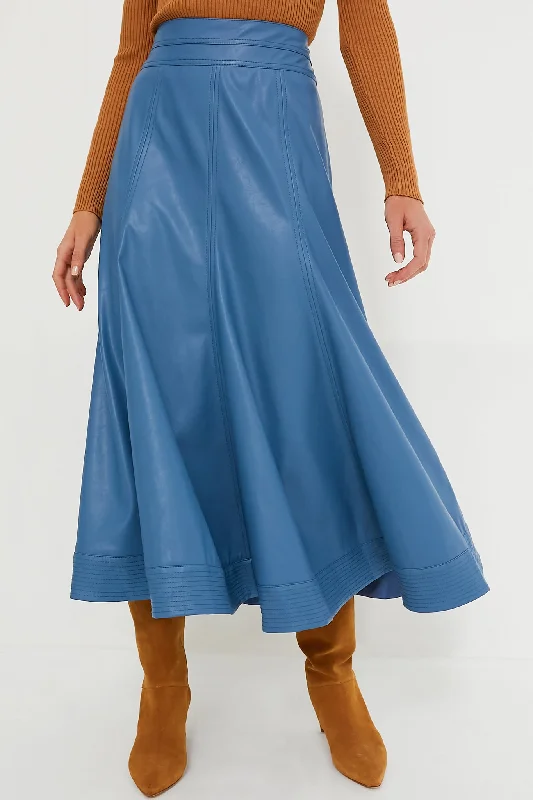Innovative Design Blue Leather Brynn Skirt