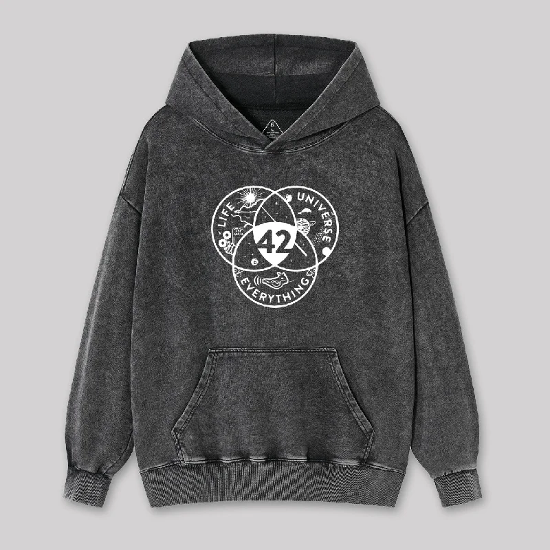 Sports Style 42 answer to life the universe Washed Hoodie