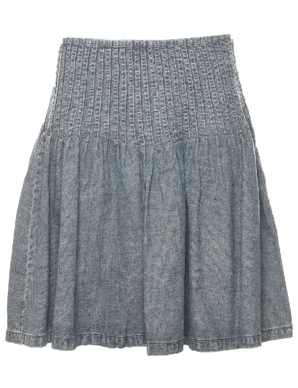 Fashion Selection Denim Pleated Skirt - M