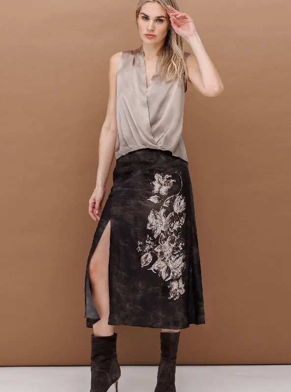 Boutique style S231-PRPP Go Silk Go Slit Difference Skirt