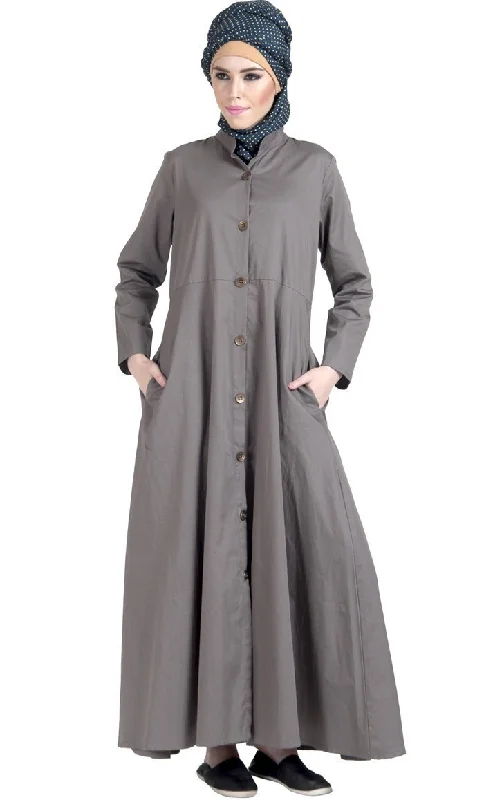 Casual Chic Wear 100% Twill Button Down Jilbab Dress