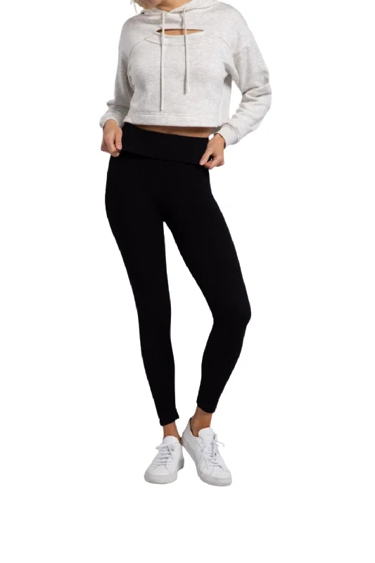 British Fashion Mono B Ribbed Fold Over Highwaist Thermal Leggings APH-A1284