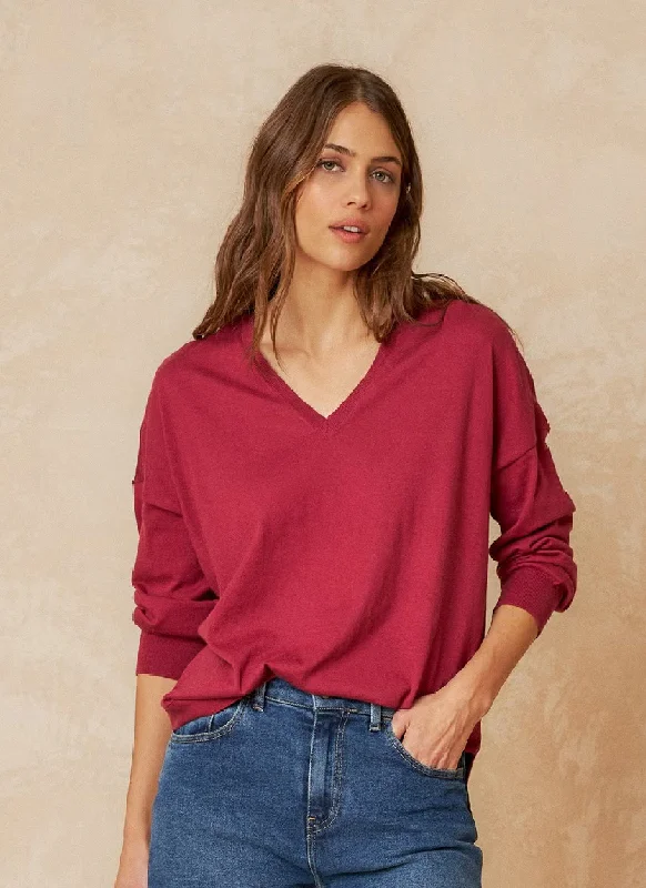 Urban Design Sense Indi & Cold Sophie Cotton V-Neck Sweater
