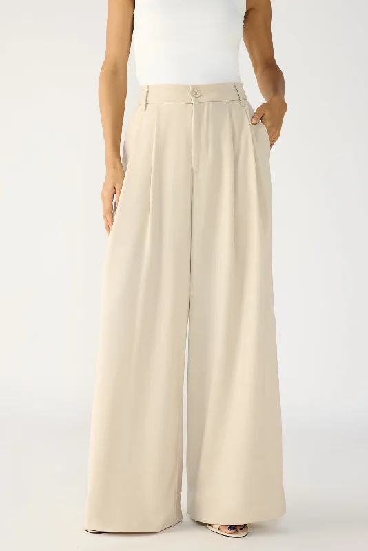 Street Casual Style Light Khaki Flared Formal Korean Pants