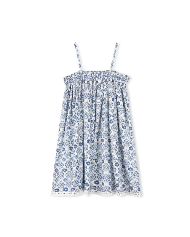 Trendy and versatile CABANA BLUE PRINTED LACE TRIM JUMPER