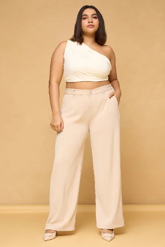 Sports litigation style Curve Sand Beige Sleek Korean Pants
