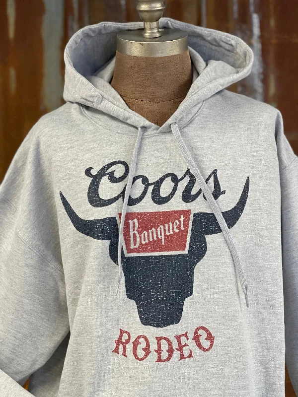 European Plan Coors Banquet Rodeo BULL Graphic Hoodie- Heather Grey