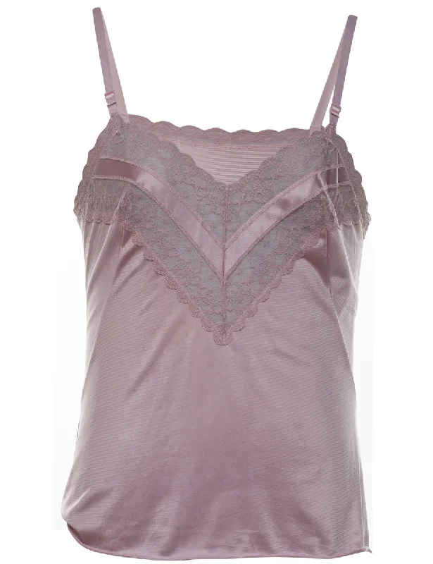 Warm Comfort Dusky Pink Shiny Cami Top - M
