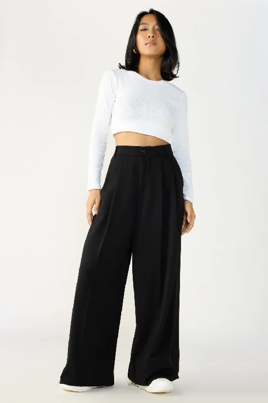 Soft Comfort Black Flared Formal Korean Pants