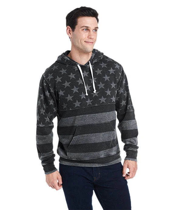 Luxury Classic JA8871 - J America Adult Triblend Pullover Fleece Hooded Sweatshirt | Black Star Stripe Triblend