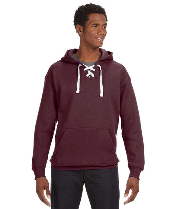 Lazy Home JA8830 - J America Adult Sport Lace Hooded Sweatshirt | Maroon