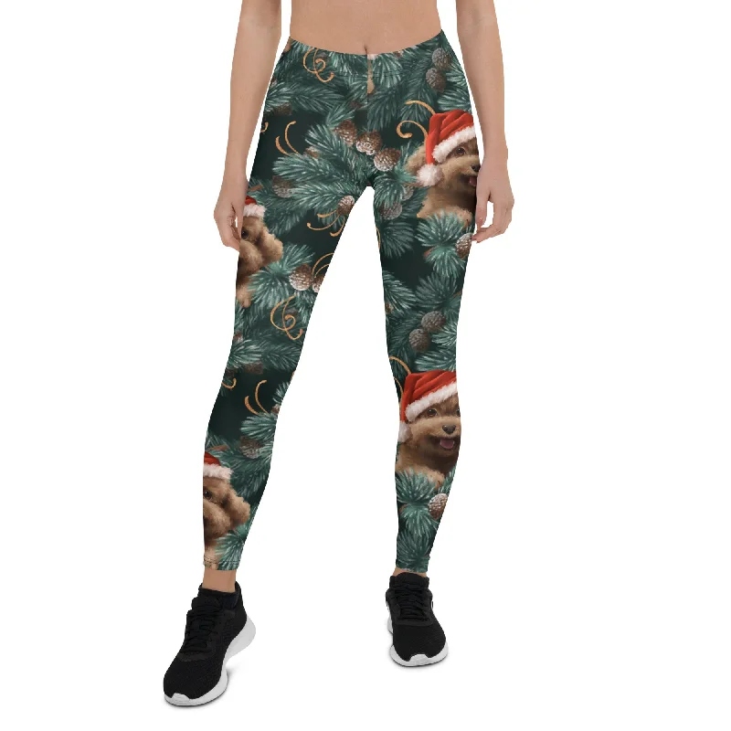 Printed pattern Santa Puppy Leggings