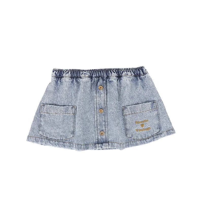 Simple Comfort TOCOTO VINTAGE BLUE DENIM WASH POCKET MINI SKIRT