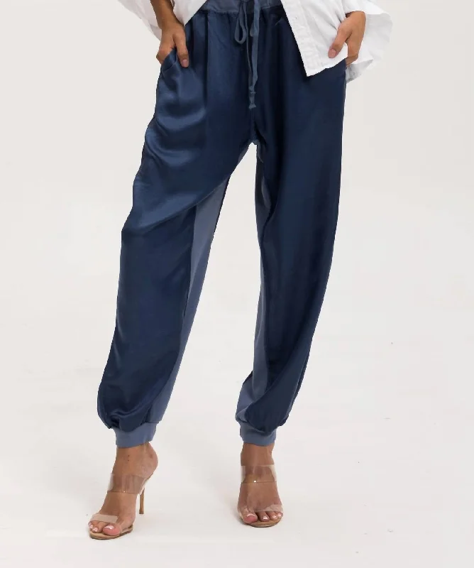 Simple Solid Color Crique Pants In Sapphire