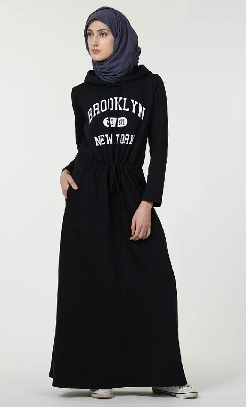 Chic Relaxation Brooklyn New York Hoodie Abaya dress