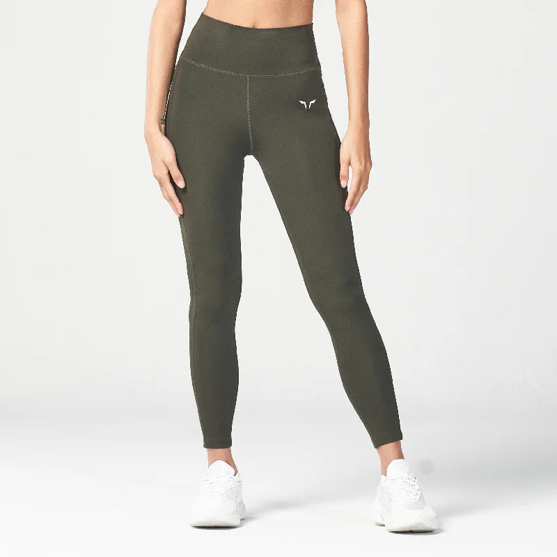 Sports Functional Style Essential Cropped Leggings 24" - Khaki