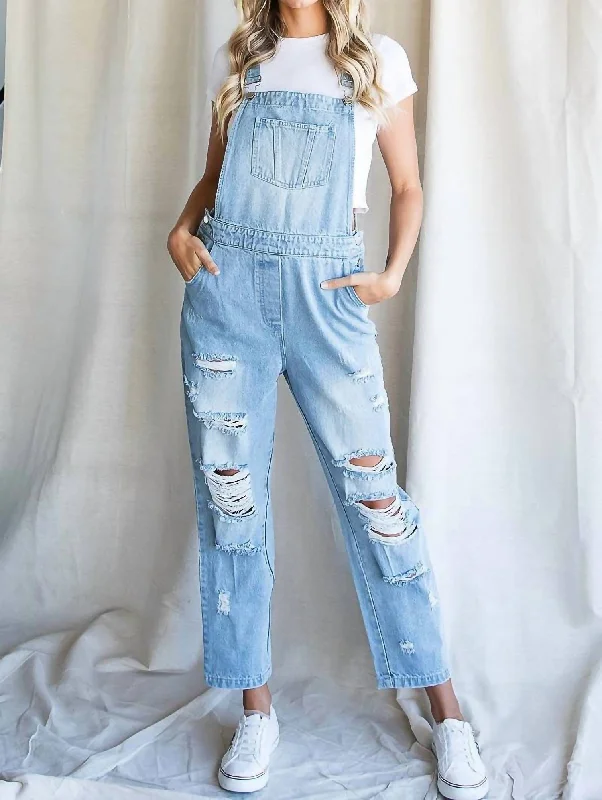 Minimal Comfort Distressed Overall In Denim