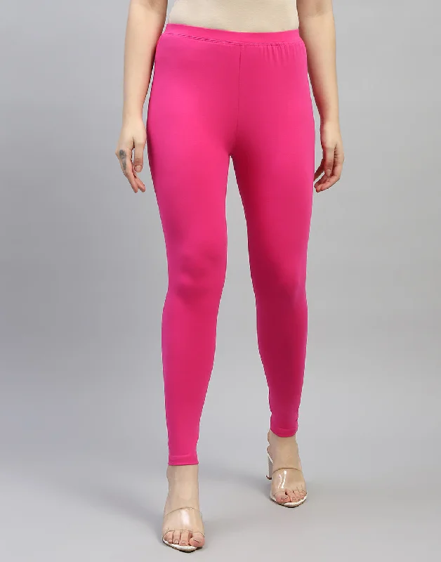 Fashion Trend Women Pink Solid Regular Fit Legging