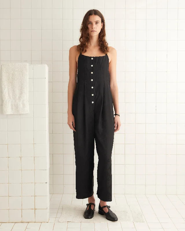 Sports Comfort Style Football Jacquard Jumpsuit - Black