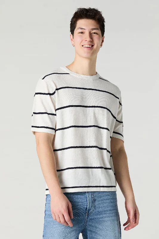 Cool Summer Striped Knit T-Shirt