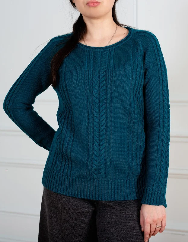 Bottom And Versatile Cable-Knit Sweater green color