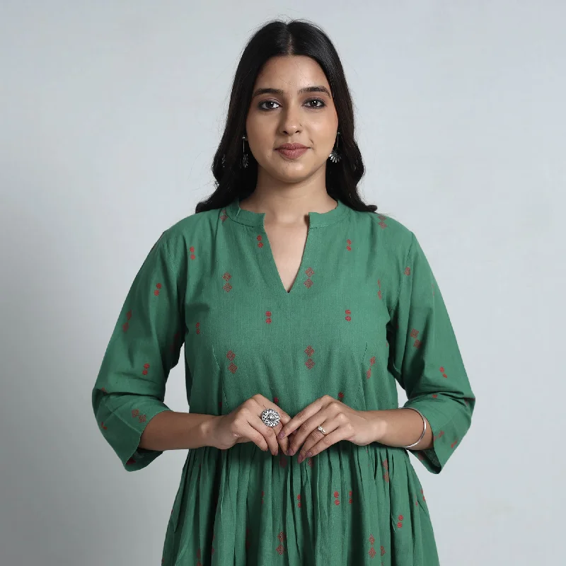 Avant-garde trend Green - Exquisite Jacquard Cotton Dress