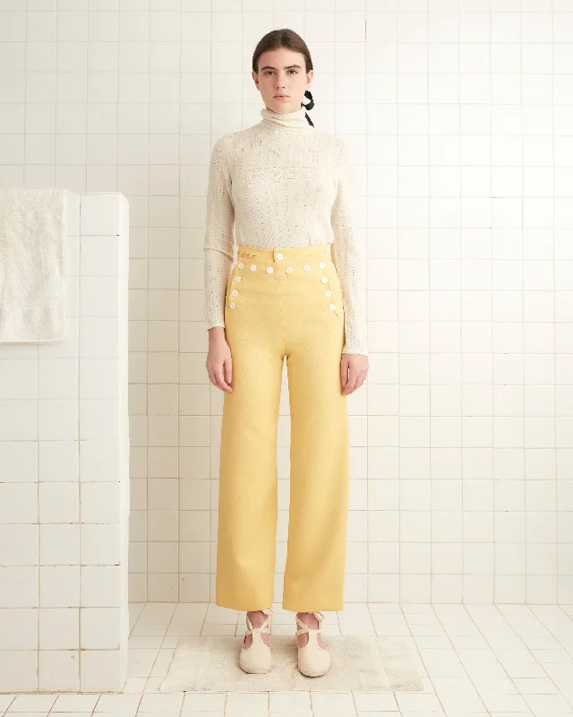 Exquisite Details Riding Twill Sailor Trousers - Yellow