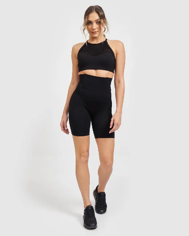 Versatile Items Core Trainer High Waisted Shape Wear Midi Shorts - Black