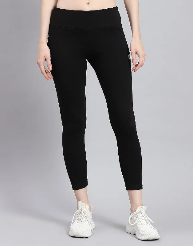 Elegant Classic Women Black Solid Regular Fit Legging