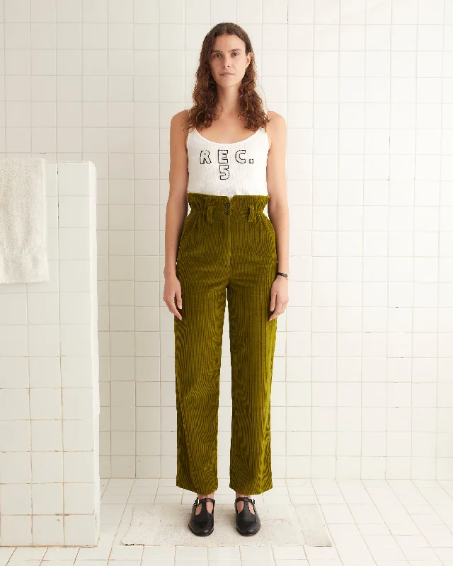Breathable Style Corduroy Shakey Trousers - Olive