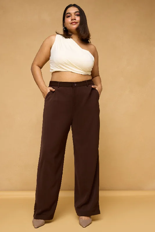 Casual Choice Curve Dark Brown Sleek Korean Pants