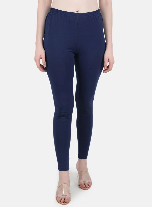 Elegant Style Women Blue Solid Legging