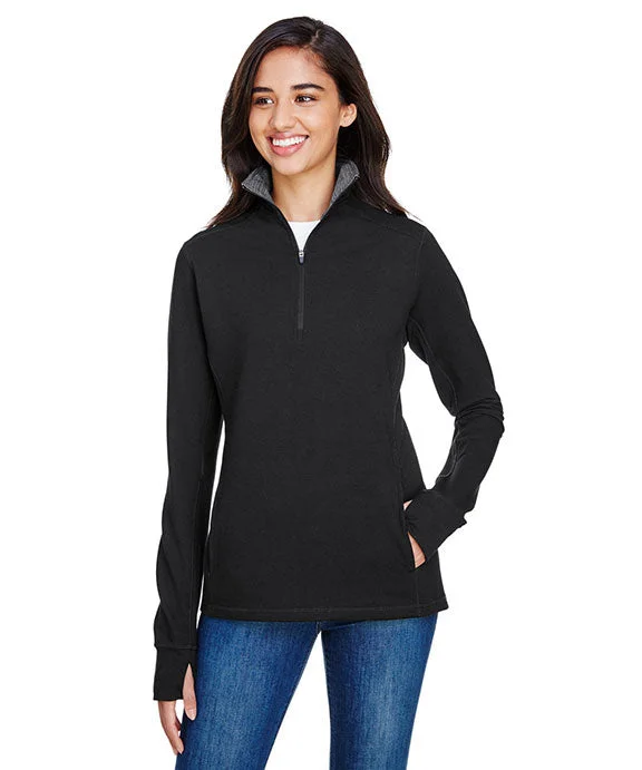 Unique prints JA8433 - J America Ladies Omega Stretch Quarter-Zip | Black