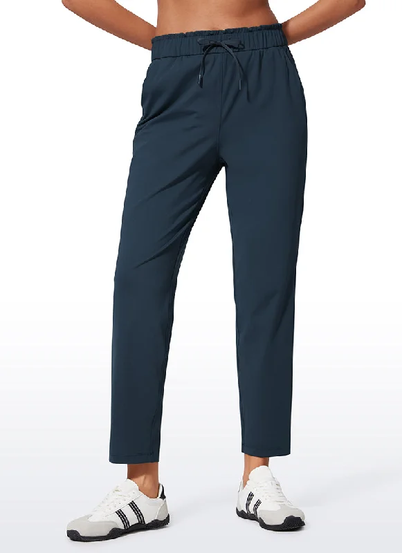 Designer Style Stretch Drawstring High Waist 7/8 Pants with Pockets 27''